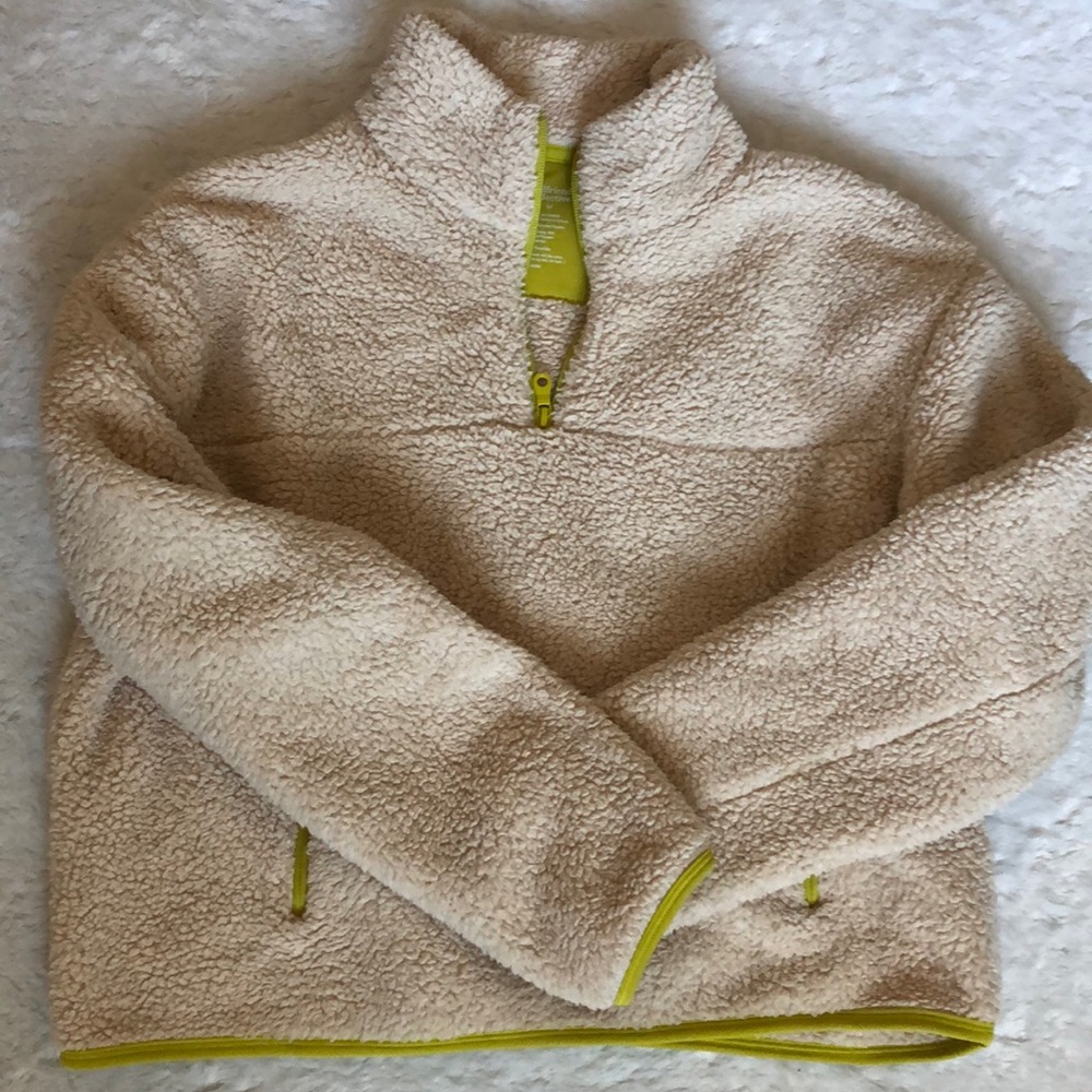 Girlfriend Collective Sherpa half zip cream pullover